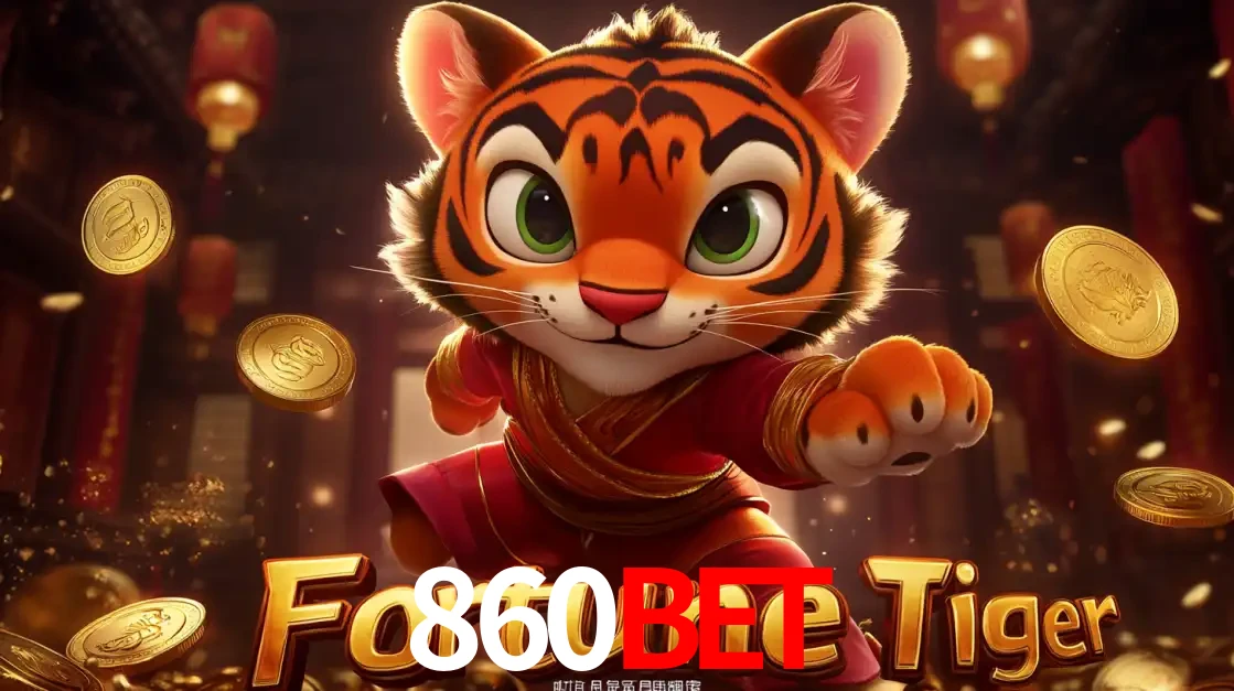 O carismático mascote do jogo de slot Fortune Tiger, um tigre fofo em pose de artes marciais, pronto para trazer sorte e multiplicadores de ganhos no cassino online 860BET.