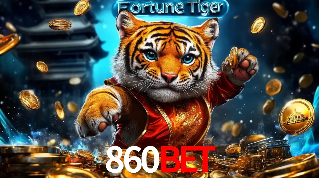 Imagem promocional do jogo de slot Fortune Tiger, com um tigre majestoso em traje tradicional cercado por uma fortuna em moedas de ouro, disponível agora no cassino 860BET.