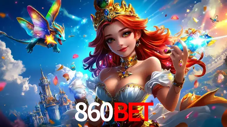 A princesa de um reino de fantasia mágico, com seu pequeno dragão, apresentando um mundo de prêmios encantados nos jogos de caça-níqueis do cassino 860BET.